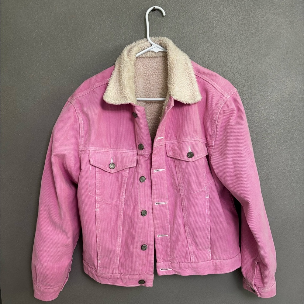 Brandy Pink Sherpa-Lined Denim Jacket